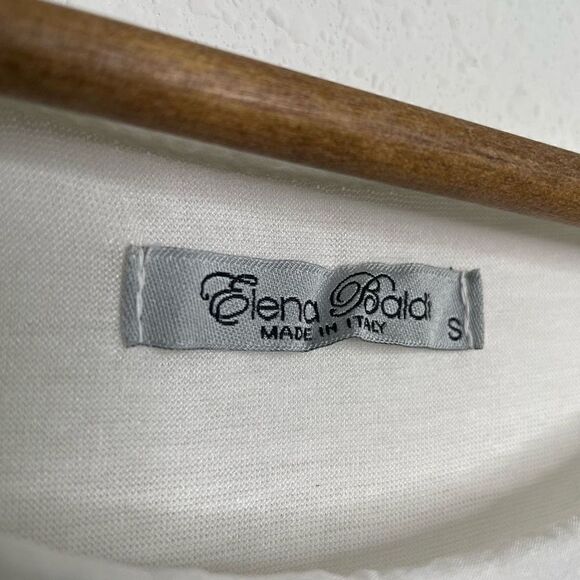 Elena Baldi Italy Women’s Silk White Floral Dolman Sleeve Top Size S - Picture 4 of 7